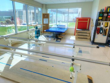 Select Rehabilitation Hospital of Denton view of therapy gym equipment.